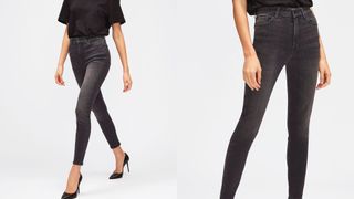 composite of model wearing 7 For All Mankind THE SKINNY SLIM ILLUSION LUXE MISTERY jeans