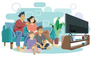 Family watching TV