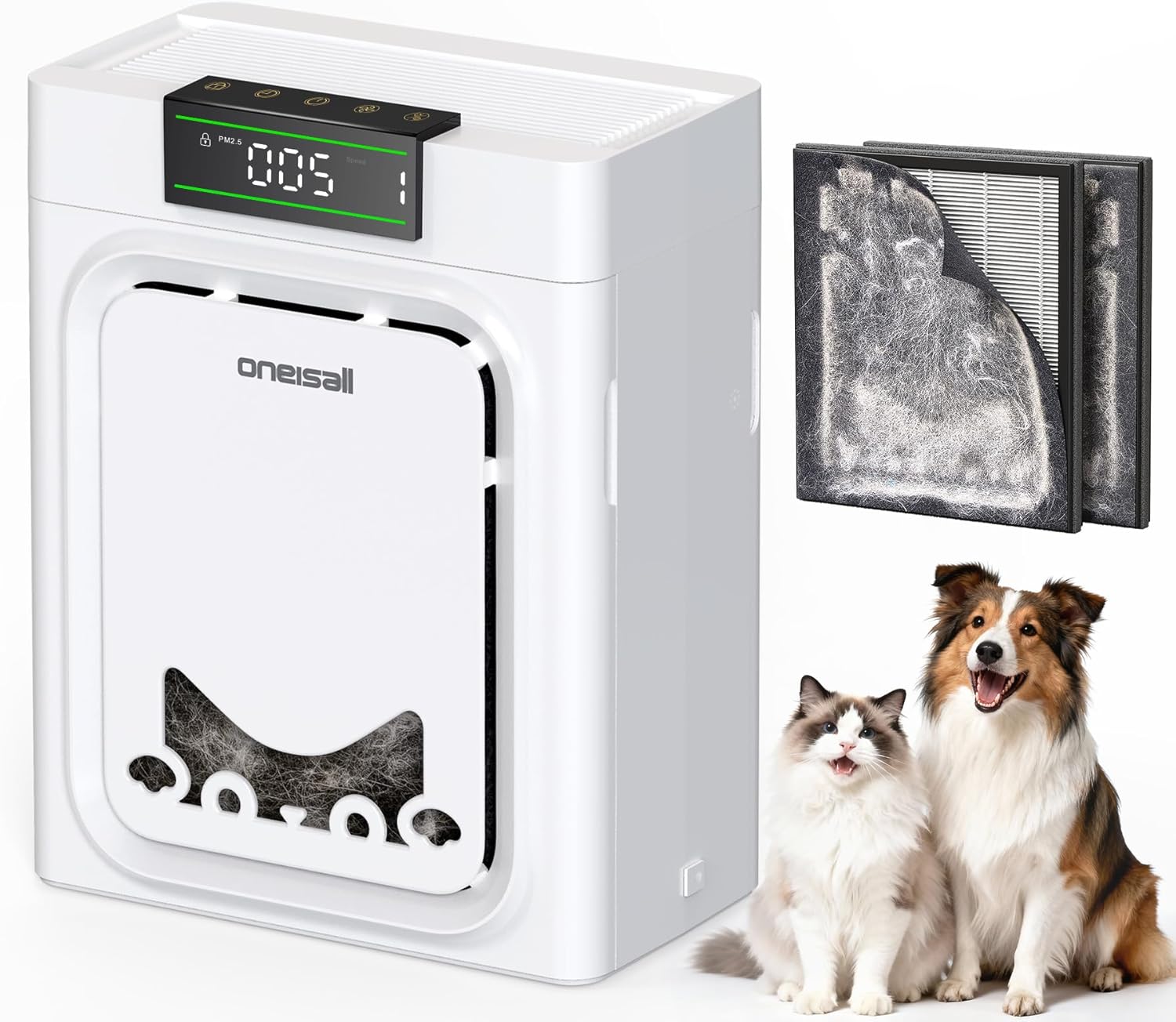Oneisall Air Purifiers for Home Pets With Double-Sided Hepa Washable Filters,large Room Up to 2200ft&amp;sup2;,air Purifier for Pet Hairs,dander Odor Allergies Pollutant Smoke Dust,pp02