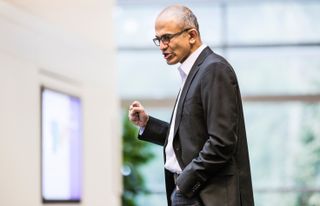 Microsoft CEO Satya Nadella speaking at an unknown event dated February 2014
