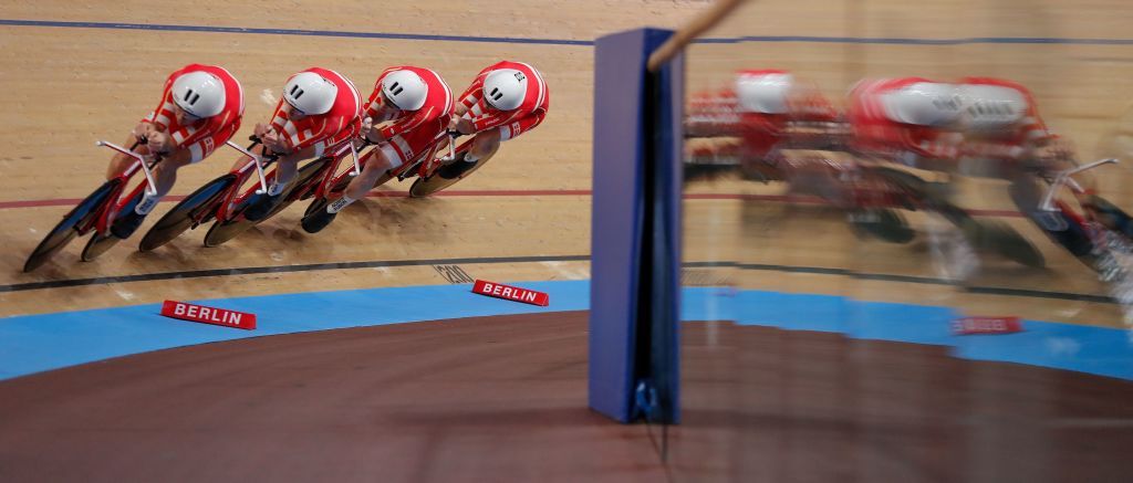 The Danish team competes in the mens Team Pursuit at the UCI track cycling World Championship in Berlin on February 26 2020 Photo by Odd ANDERSEN AFP Photo by ODD ANDERSENAFP via Getty Images