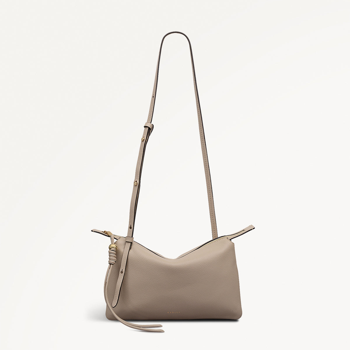 The Romilly Leather Medium Ziptop Cross Body Bag in Porcini - 112276 - Porcini
