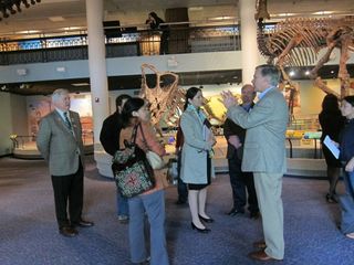 As part of preparations to establish the first dinosaur museum in Mongolia and to train future paleontologists from that country, a Mongolian delegation visited the Academy of Natural Sciences of Drexel University in Philadelphia. Ted Daeschler, chair of the paleontology department addresses the group.