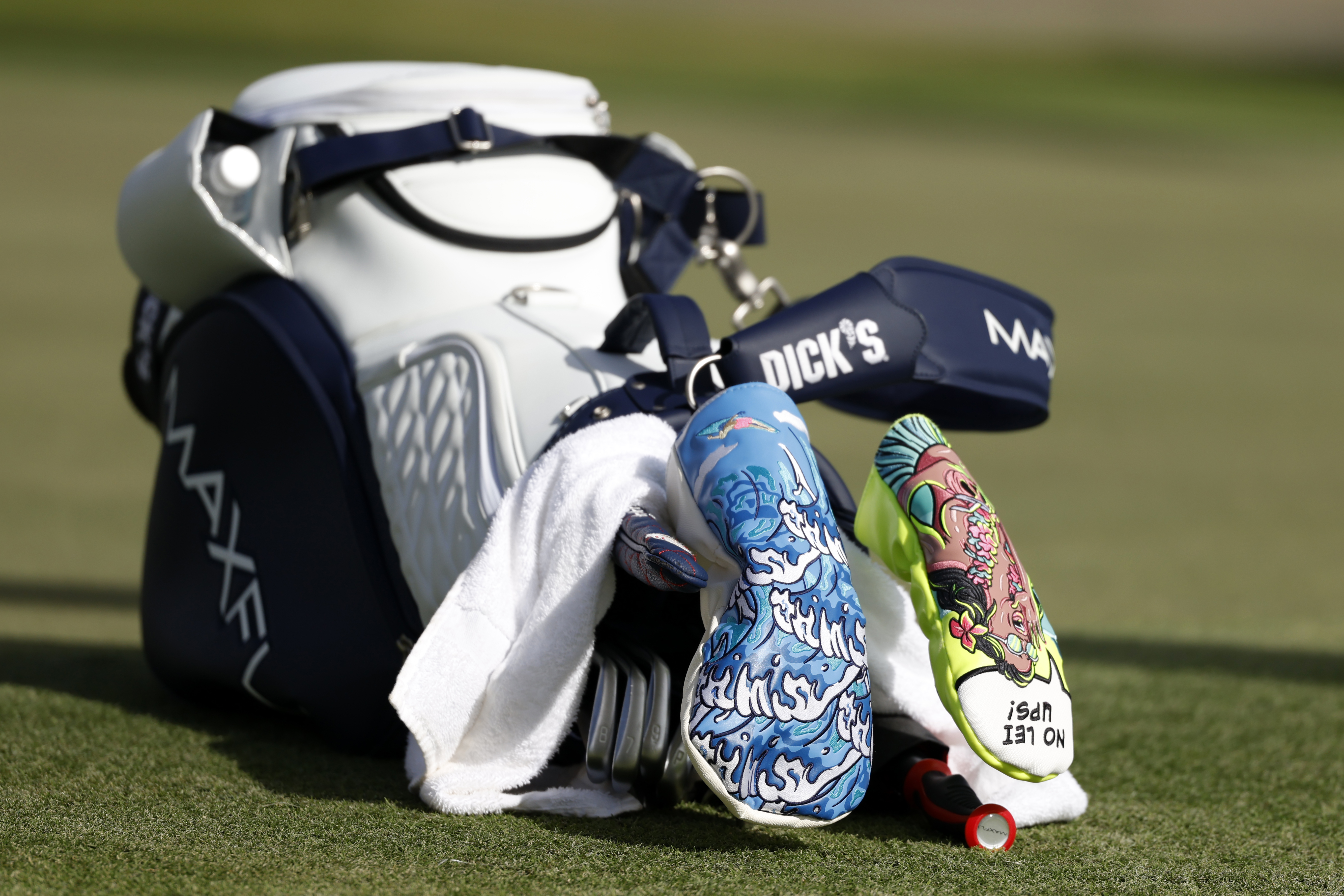 A close-up of Ben Griffin's golf bag