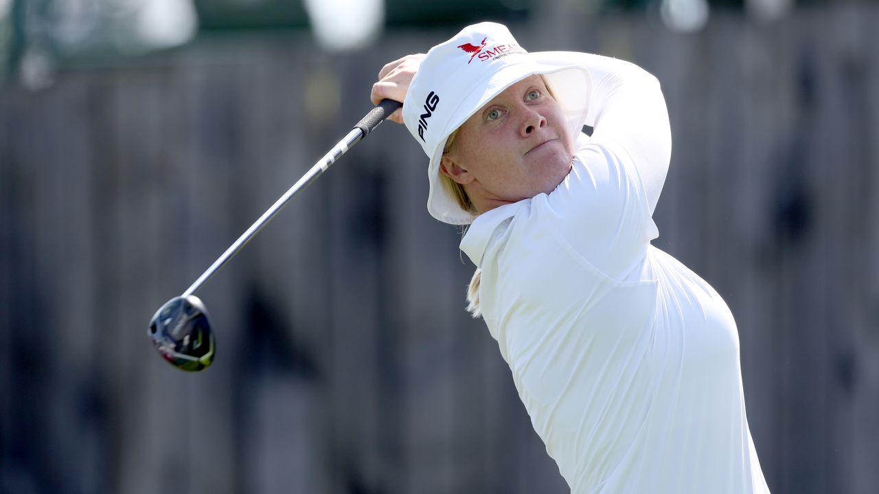 Ingrid Lindblad hits a fairway wood shot