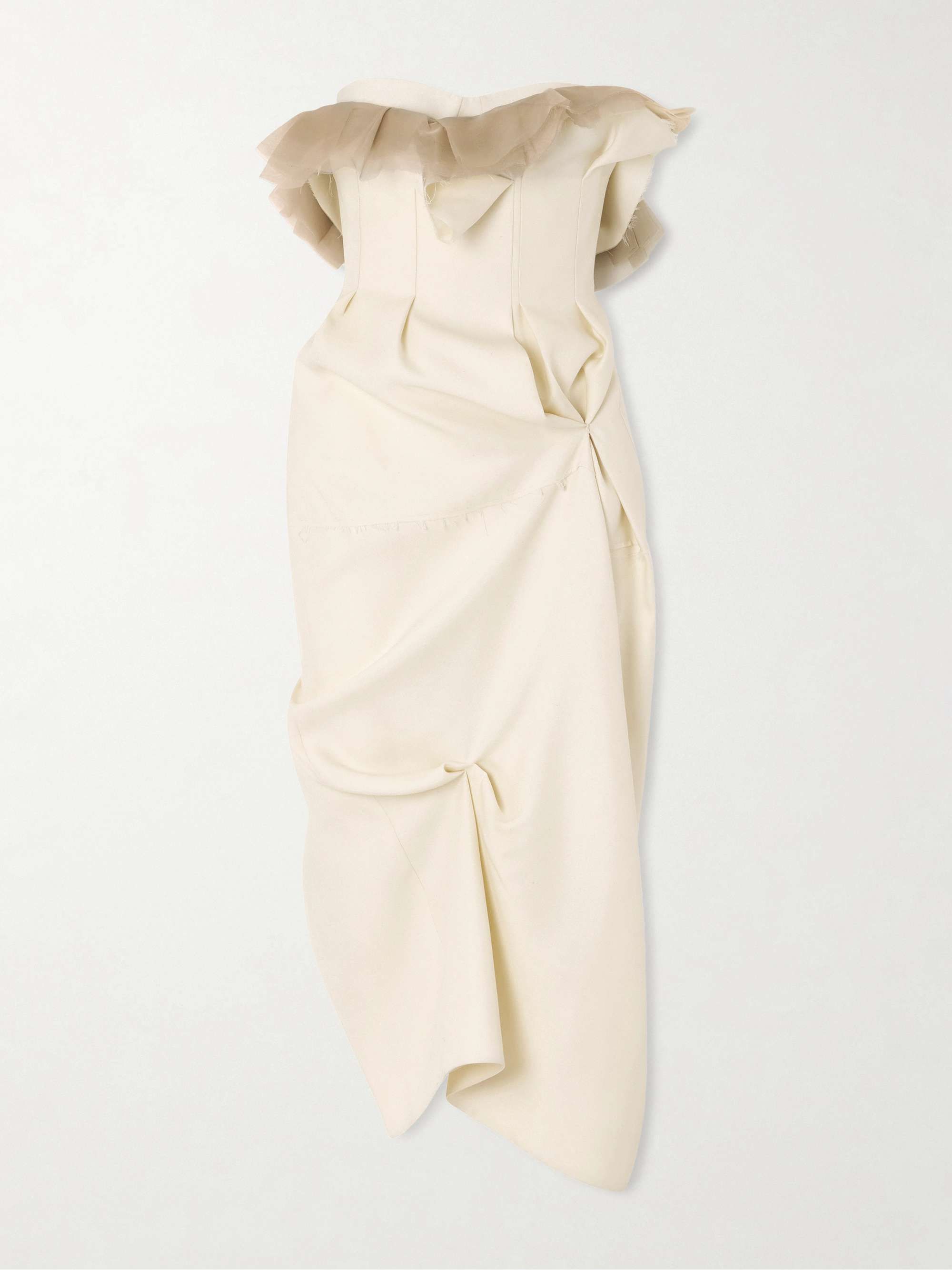 Salm Frayed Ruffled Wool and Silk-Blend Cady Midi Dress