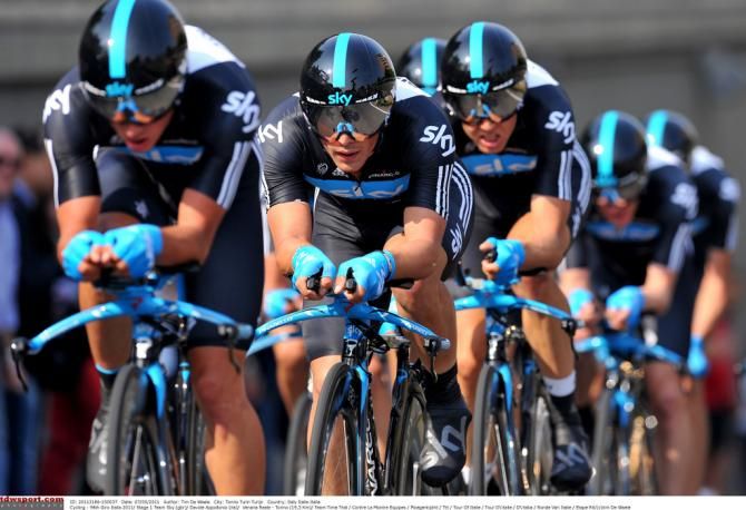 Team Sky during the 2011 Giro TTT