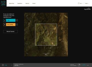 GlobalXplorer users review landscape "tile" images captured in Peru, searching for signs of looting, or features that indicate hidden ruins.