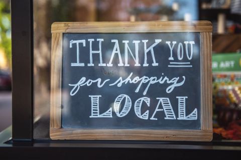 Thank you for shopping local window sign