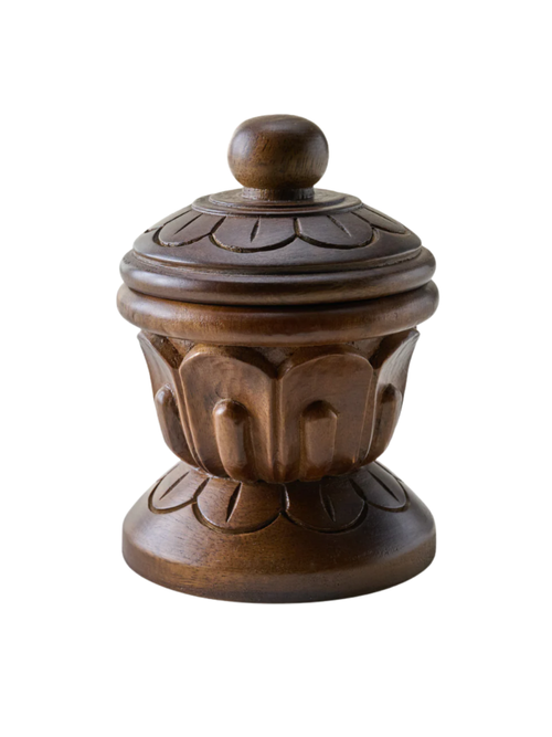 Carved Wood Finial Canister