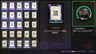 Hades 2 Arcana Card Eternity fully upgraded Death Defiance