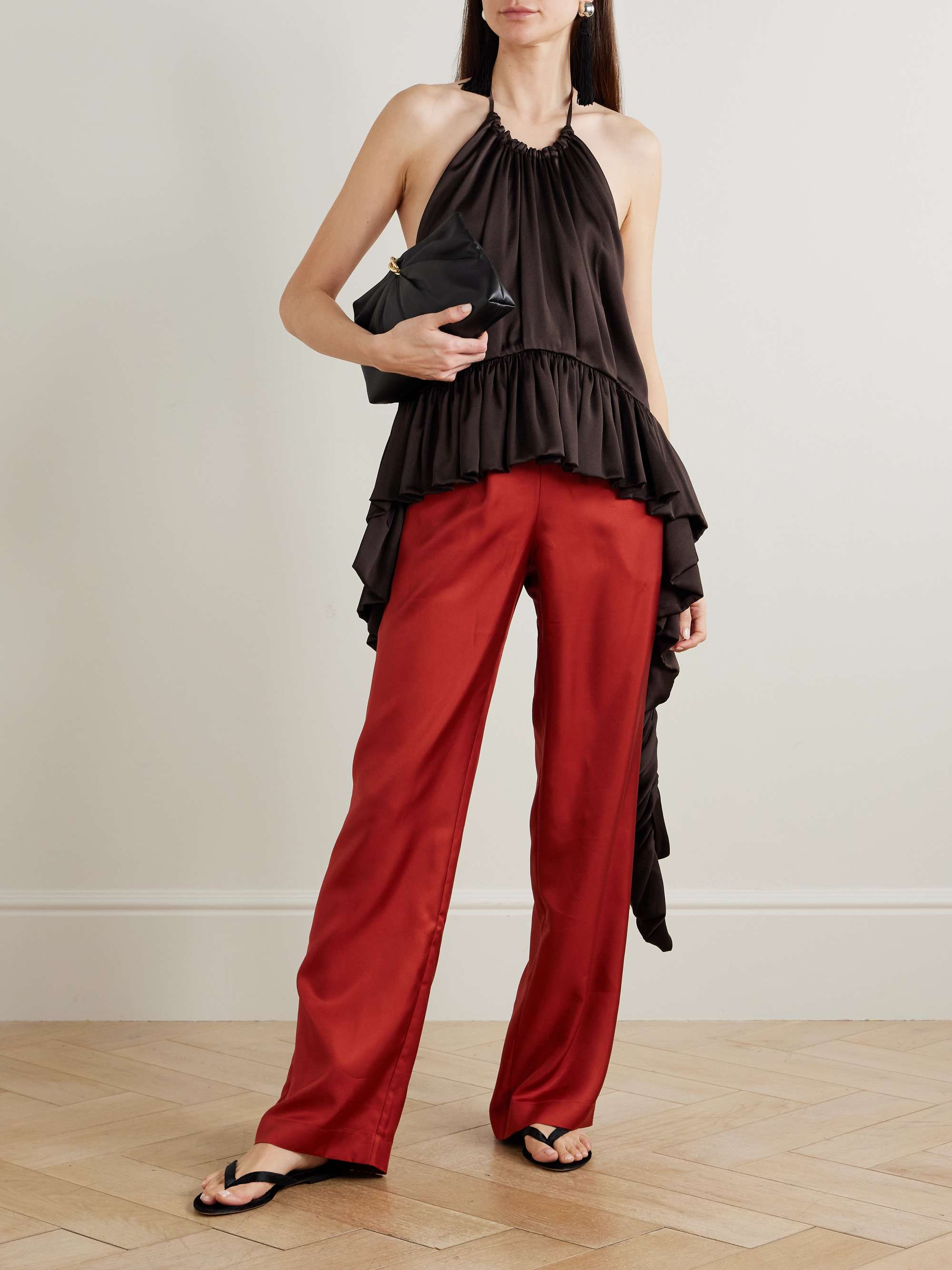 Alera Silk-Twill Wide-Leg Pants
