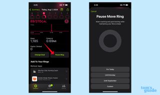 Select pause ring and select how long to pause move ring progress