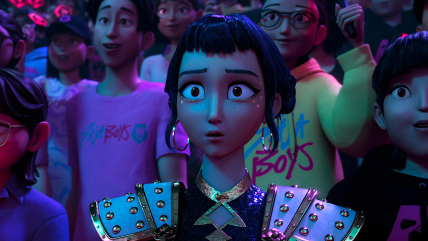 Zoey in a trance watching Your Idol with a crowd in KPop Demon Hunters