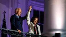 President Joe Biden and Vice President Kamala Harris on the White House balcony during July 4 celebrations