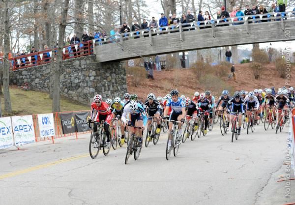 Luke Keough leads up the start stretch