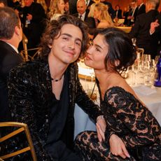 Kylie Jenner and Timothée Chalamet attend the 81st Golden Globes