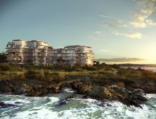 Exterior architecture on rocky shoreline