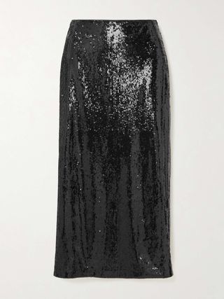 Oona Sequined Chiffon Midi Skirt