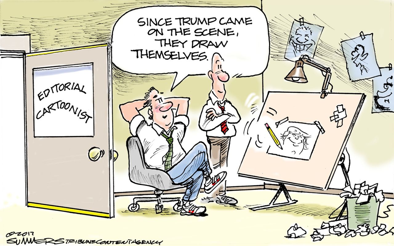 Political Cartoon U.S. Trump political cartoonists media humor