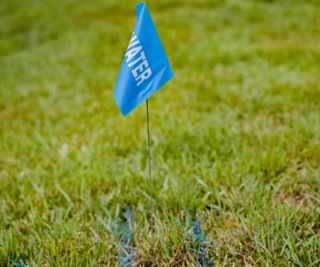 A flag marking a water line