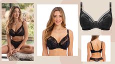 Model wearing Fantasie Fusion Lace Padded Bra in Black