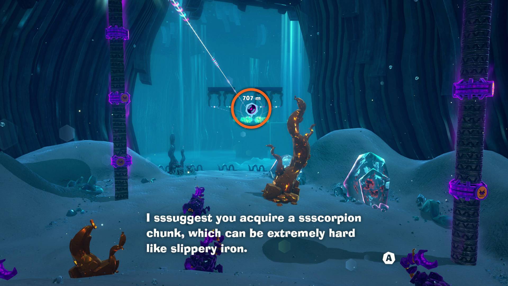 Donkey Kong Bananza Snake Bananza ancient record piece at the end of slithery zip line