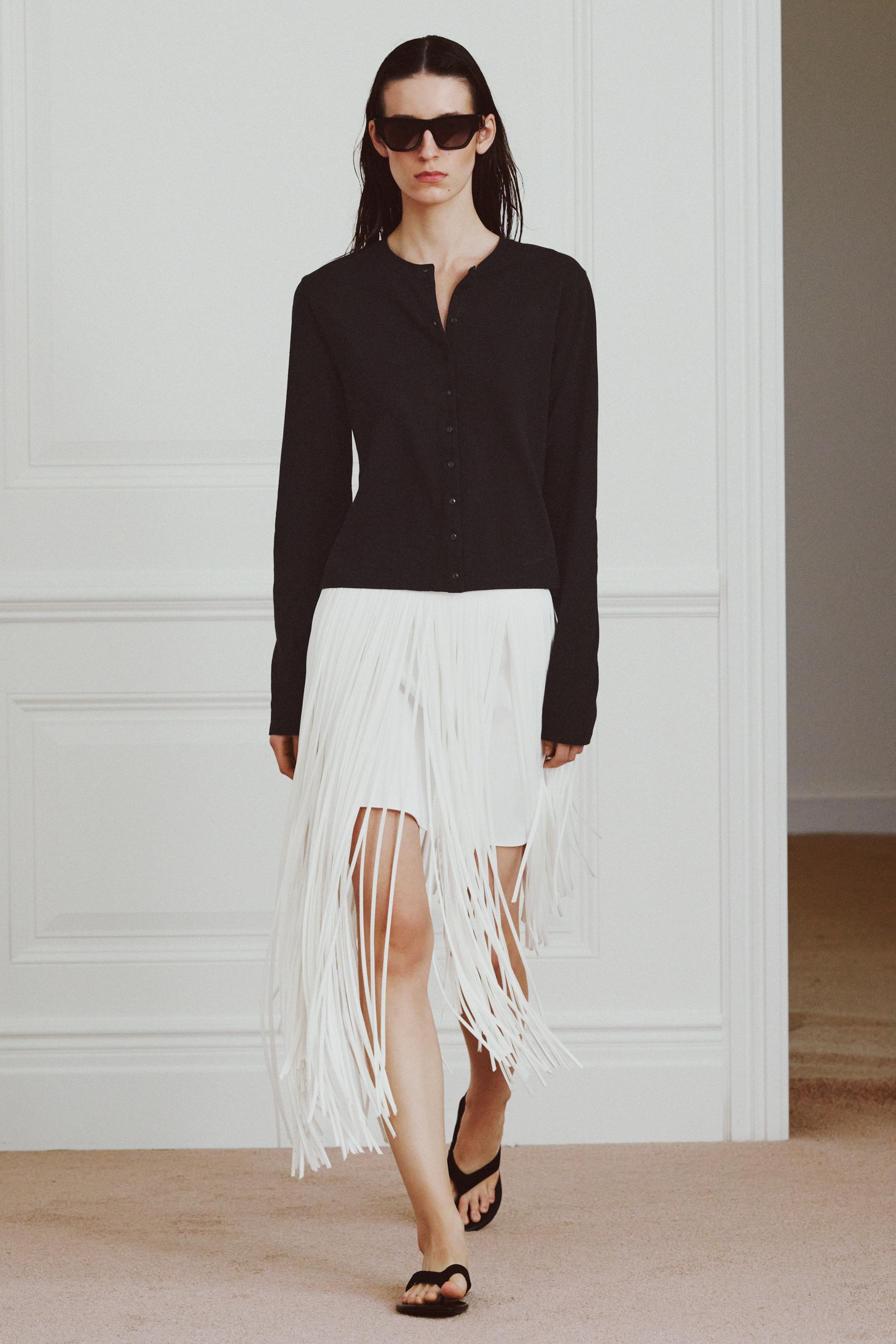 Zw Collection Asymmetric Fringe Skirt