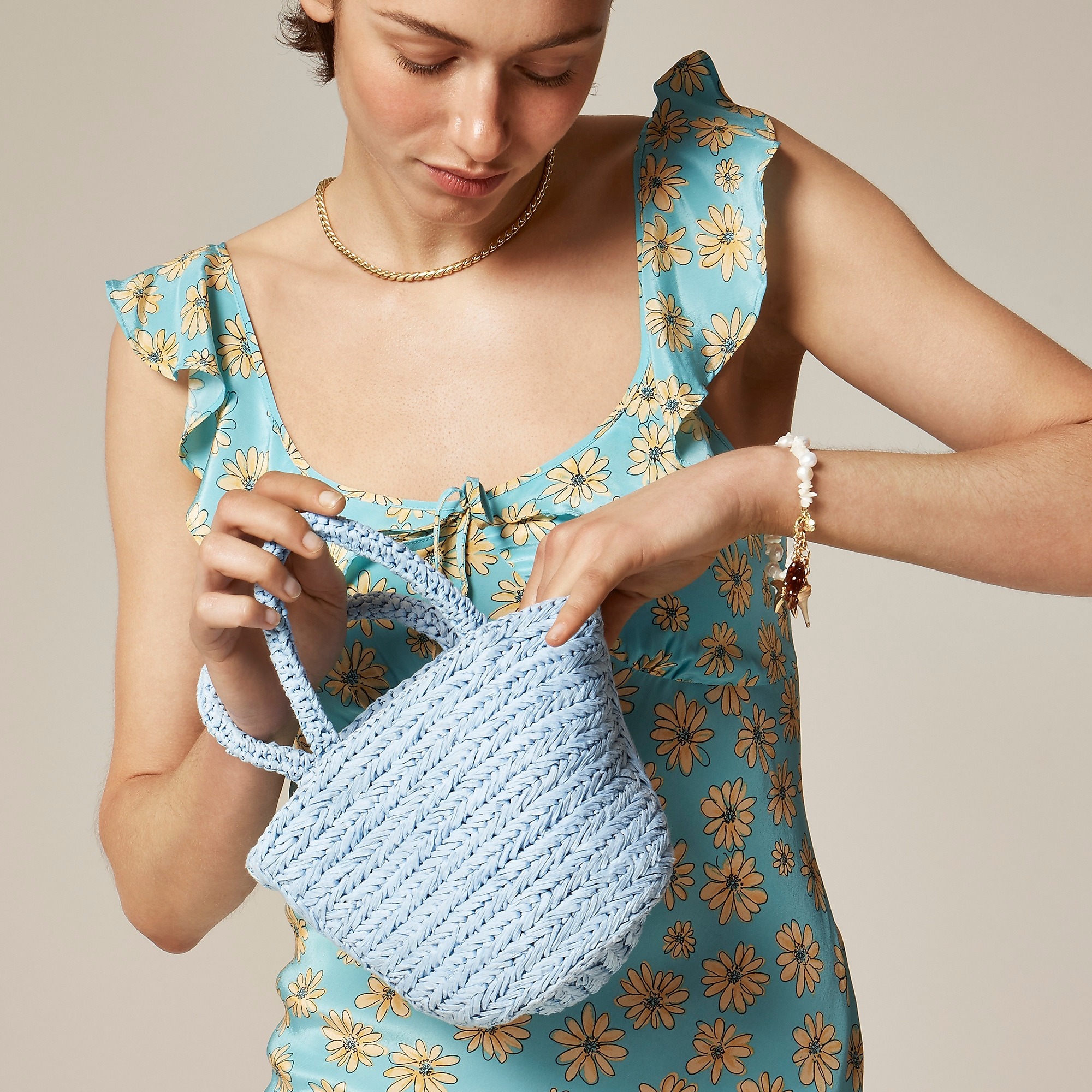 J.Crew, Small Malta Handwoven Straw Bag