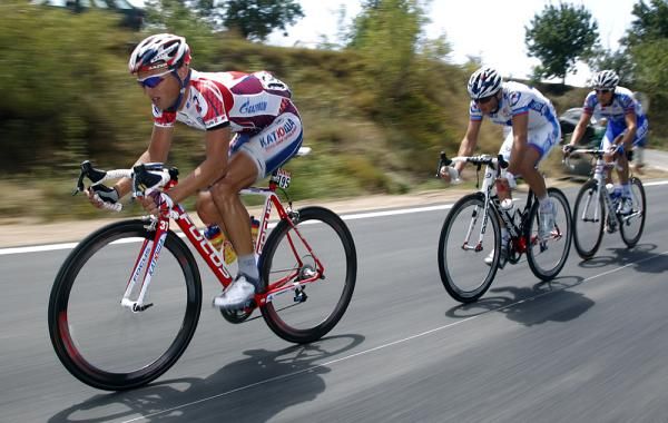 The day's breakaway led by Mikhail lgnatiev (Katusha)