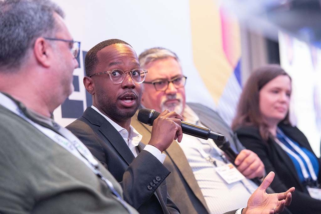 On the &ldquo;Knowing Your Audience&rdquo; panel (l. to r.): Patrick B&eacute;har, Kantar Media; John-Marcus Phillips, Effectv; Anthony Iaffaldano, Fandom; and Liz Spaulding, BritBox.