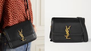 black bag with gold YSL clasp