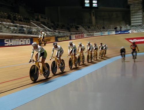 Eight BTs in a row, with a ninth further up the track, as the Australian team goes through a training session.