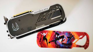 Zotac RTX 4070 Ti Across the Spiderverse themed graphics card with detachable backplate