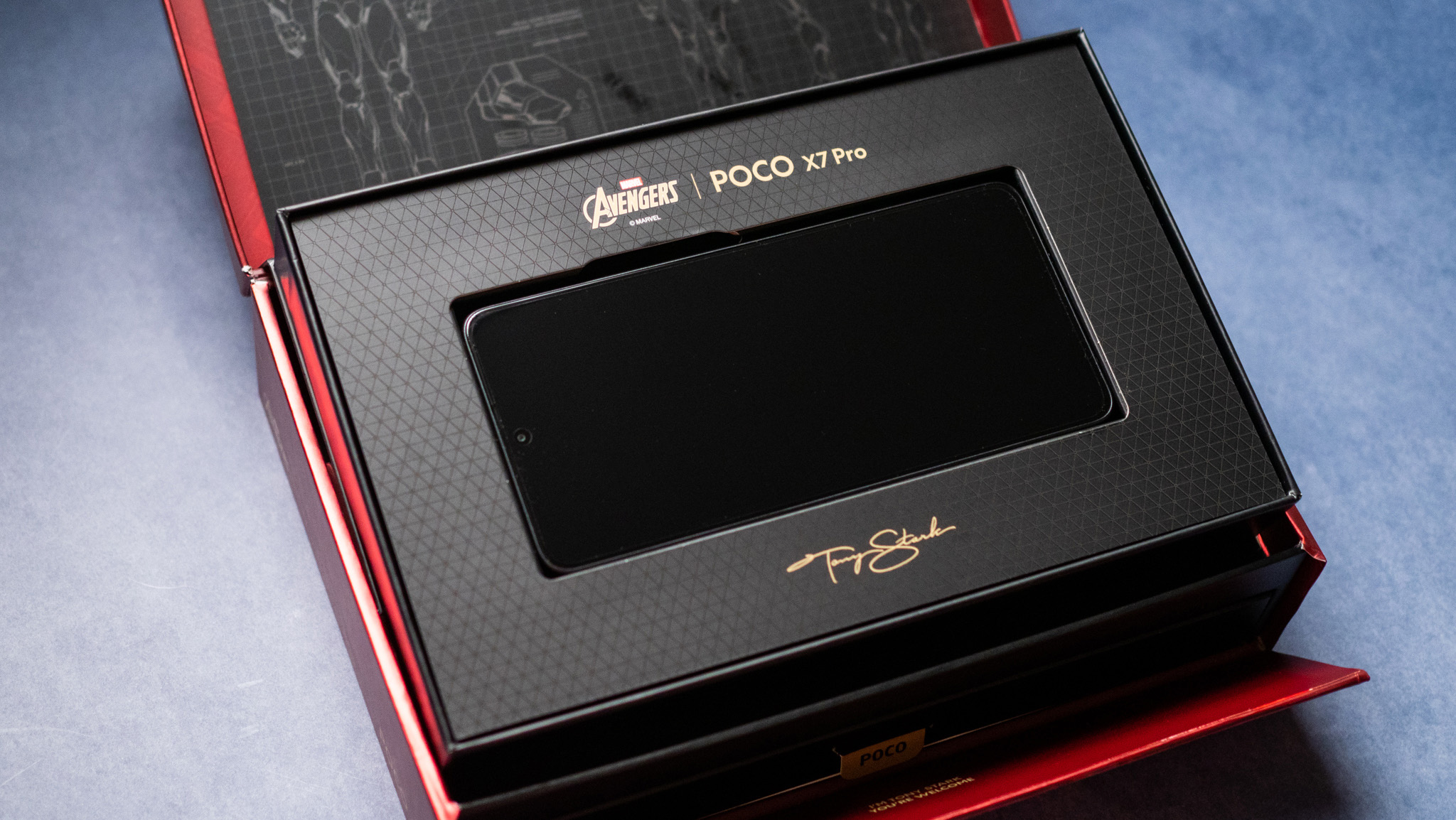 POCO X7 Pro Iron Man Edition boxed device