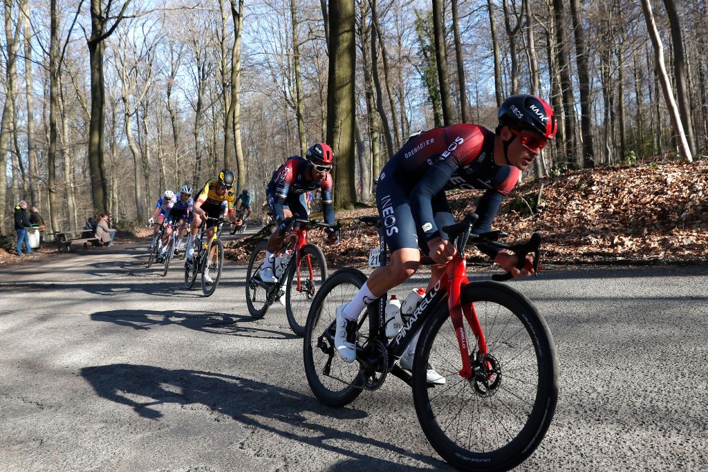 KUURNE BELGIUM FEBRUARY 27 Thomas Pidcock of United Kingdom and Team INEOS Grenadiers competes during the 74th Kuurne Bruxelles Kuurne 2022 a 1951km race from Kuurne to Kuurne KuurneBxlKuurne on February 27 2022 in Kuurne Belgium Photo by Bas CzerwinskiGetty Images