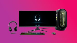 Image of the Alienware AW3423DWF QD-OLED gaming monitor and other Alienware products.