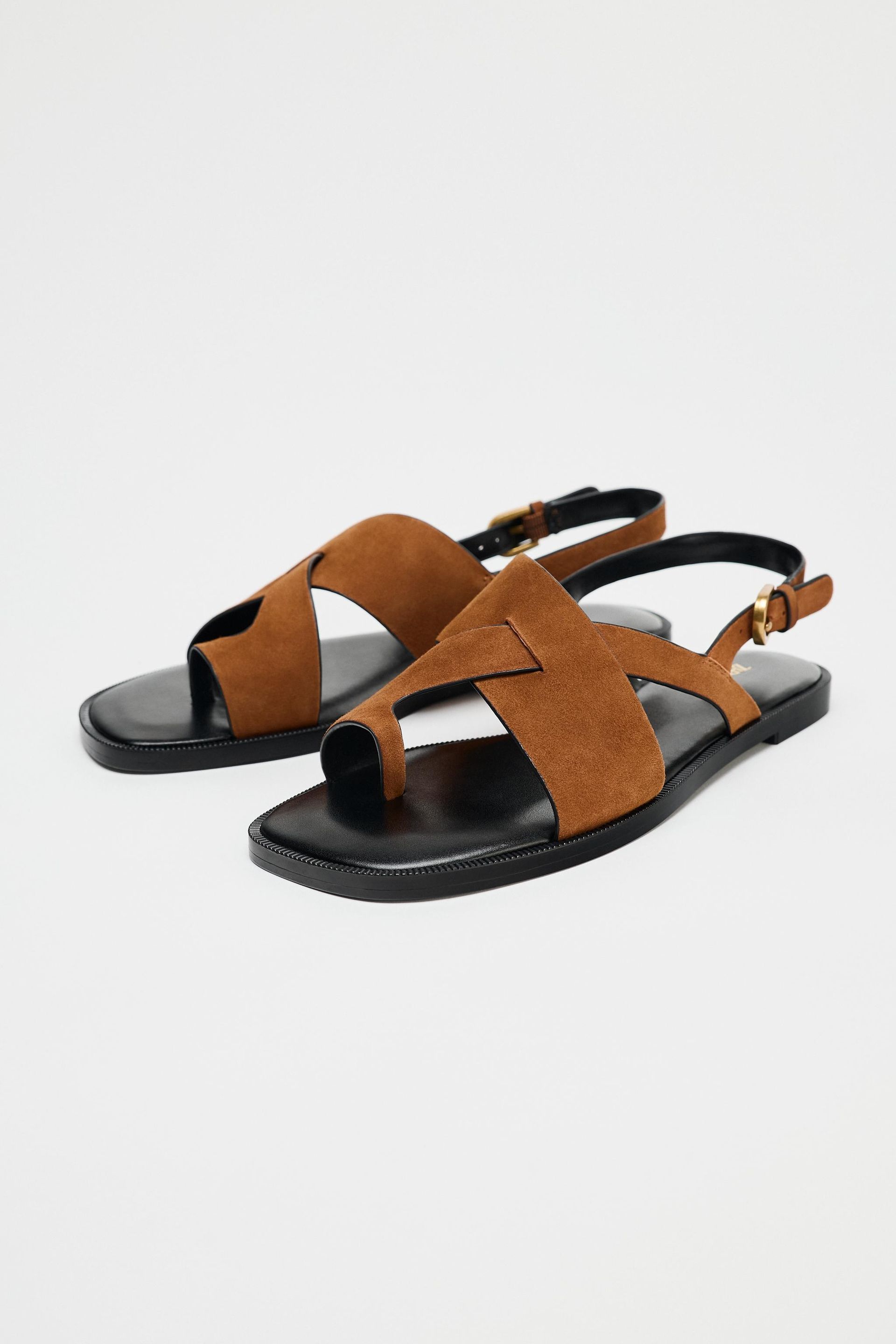 Flat Split Suede Strappy Sandals