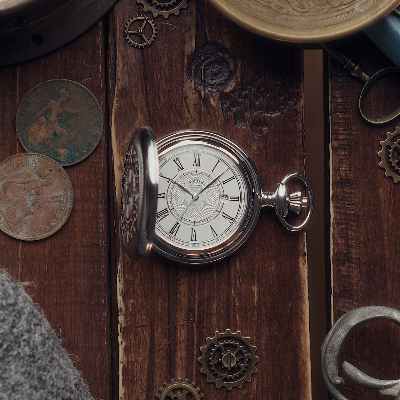 The Camden watch pocket watch from different angles