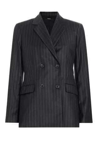 Theory Pinstripe Wool Double-Breasted Jacket