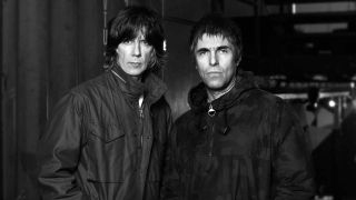 Liam Gallagher and John Squire looking moody