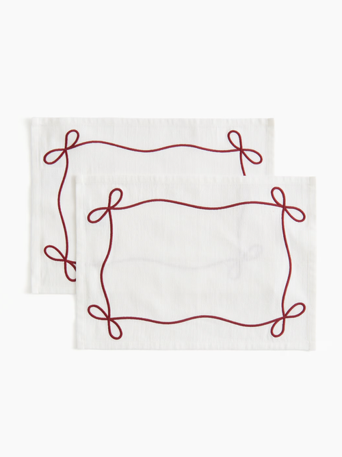 Embroidered Linen-blend Placemats, Pack of 2