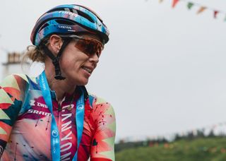 Tiffany Cromwell (Canyon-SRAM) after winning The Gralloch UCI Gravel World Series round 2023