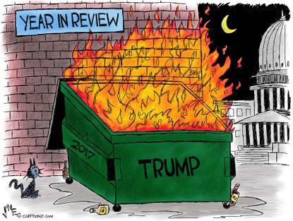 Political cartoon U.S. Trump 2017 New Year