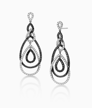Black and white chandelier earrings