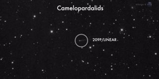 The May 23-24 Camelopardalid meteor shower is created by the Comet 209P/LINEAR, seen here in a NASA telescope image.
