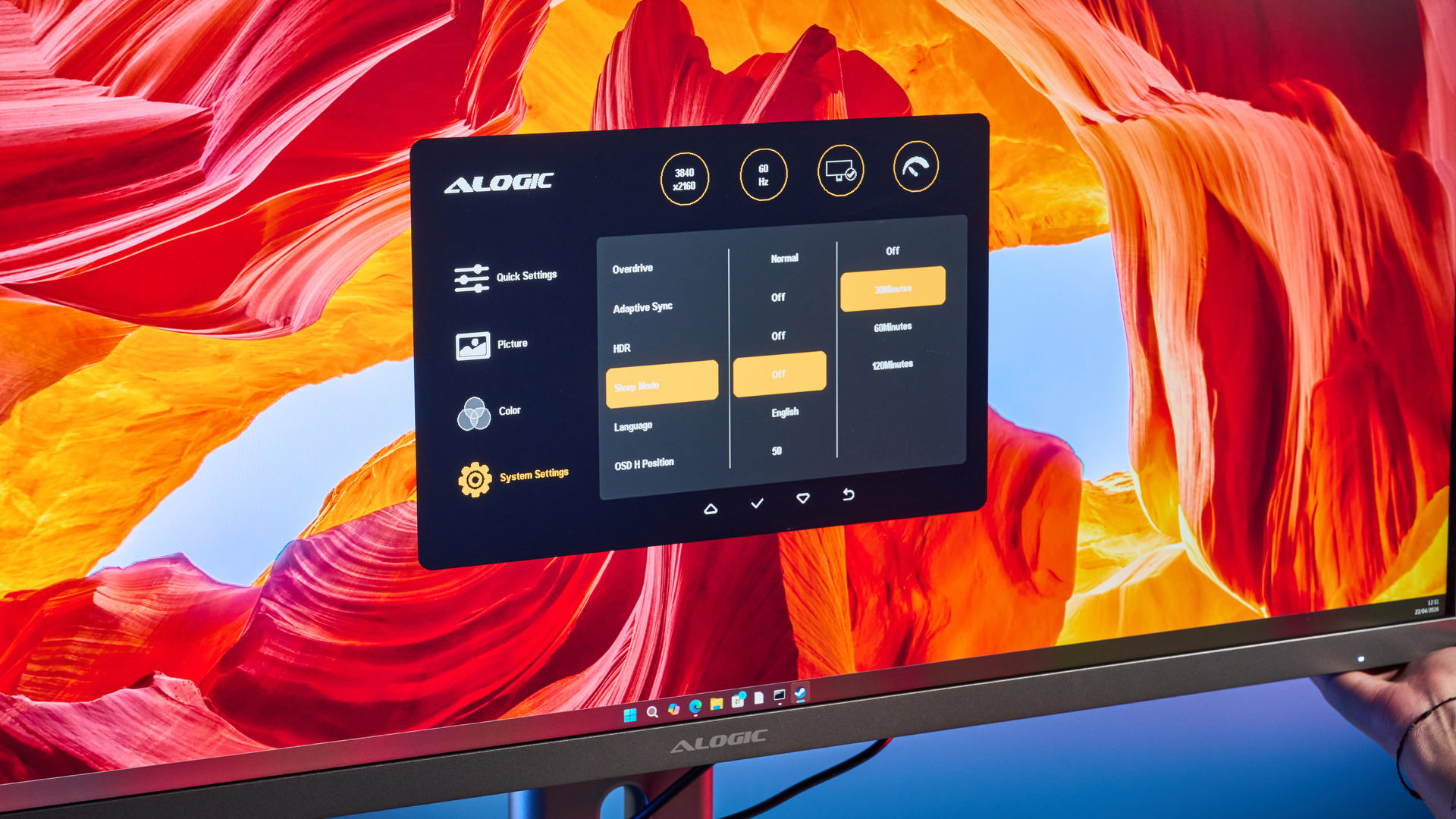 An Alogic Edge 5K ultrawide monitor
