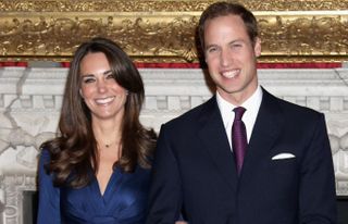 Prince William and Kate Middleton pose for photographs in the State Apartments of St James Palace on November 16, 2010