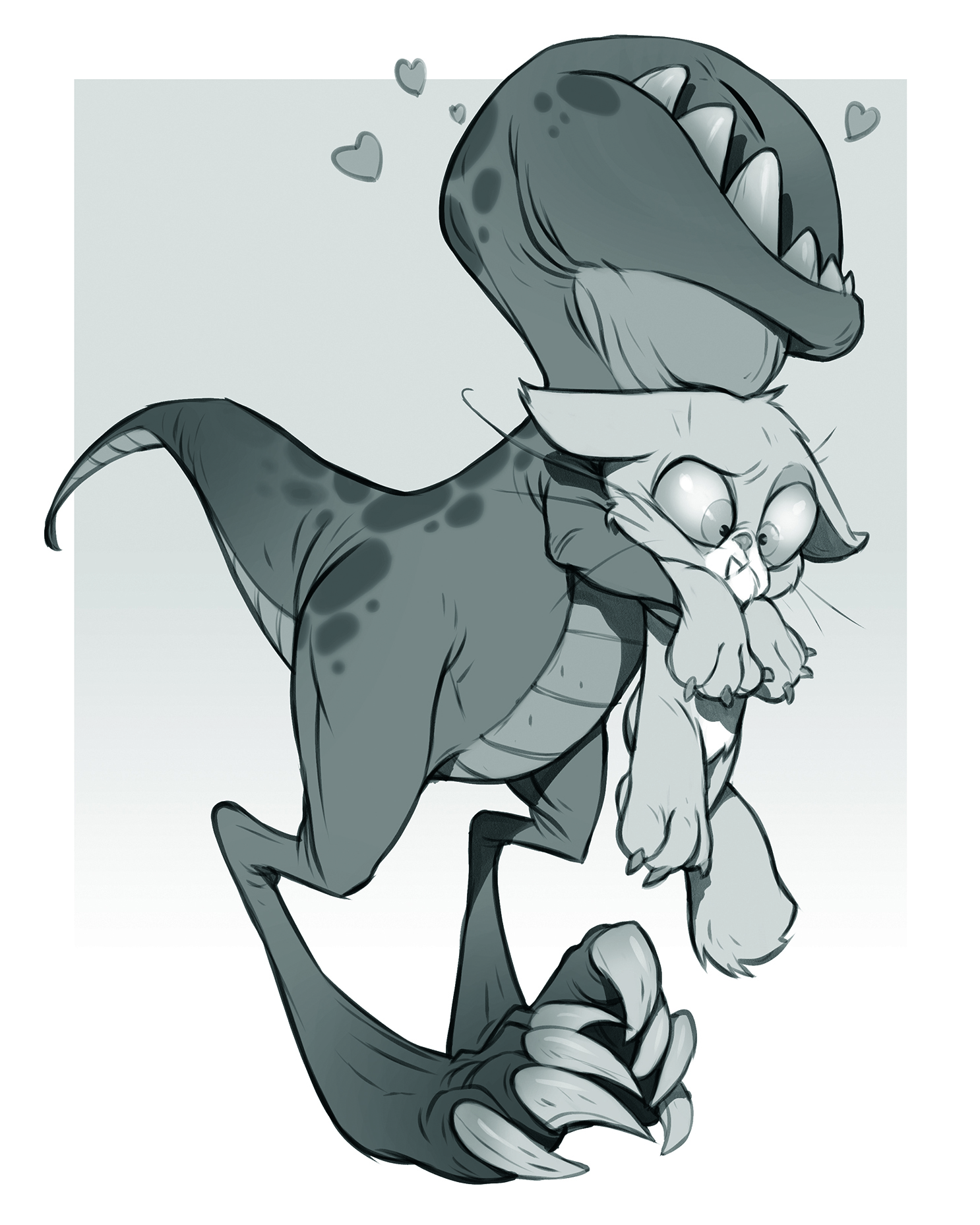 A character art sketch in black and white