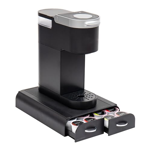 Mind Reader Single Serve Pod Organizer, 2 Drawers, 24 Pod Capacity, Keurig Mini Compatible, Black